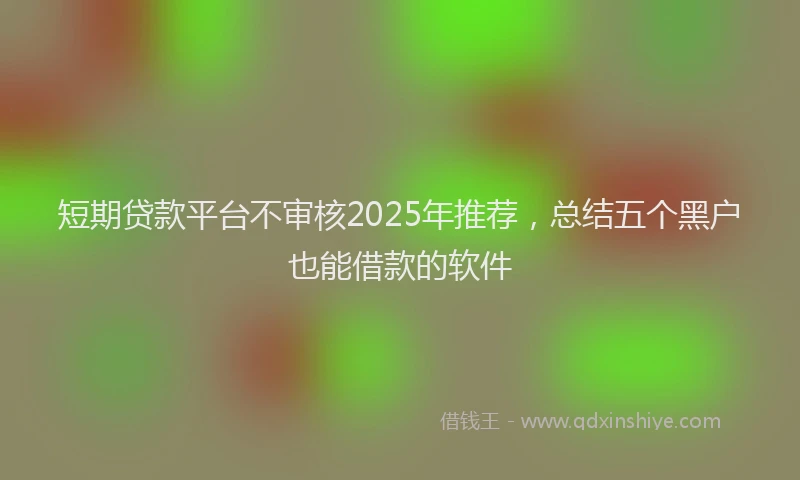 短期贷款平台不审核2025年推荐，总结五个黑户也能借款的软件