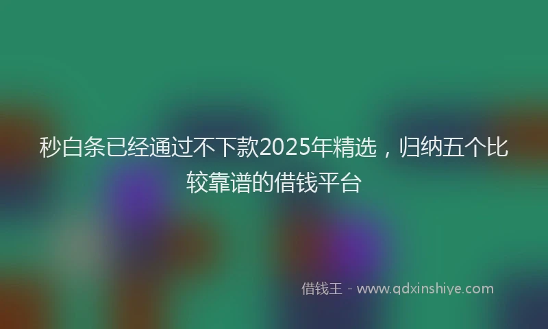 秒白条已经通过不下款2025年精选，归纳五个比较靠谱的借钱平台