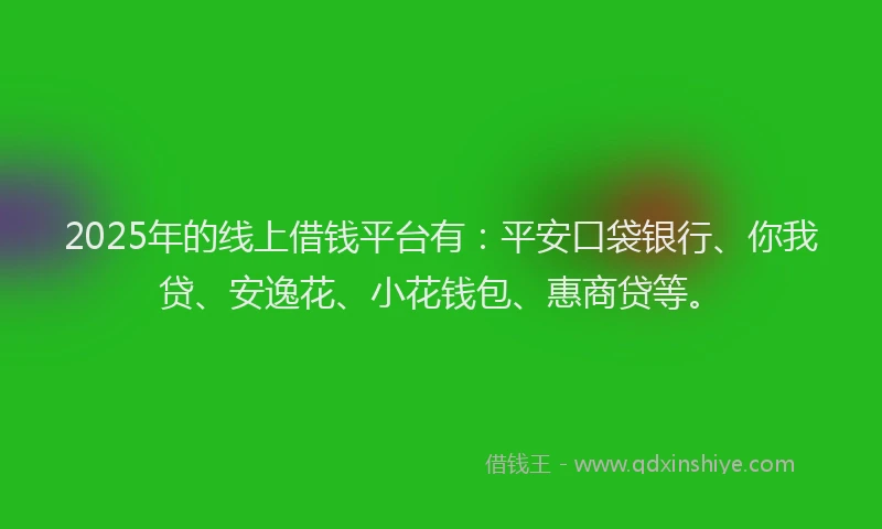 2025年的线上借钱平台有：平安口袋银行、你我贷、安逸花、小花钱包、惠商贷等。