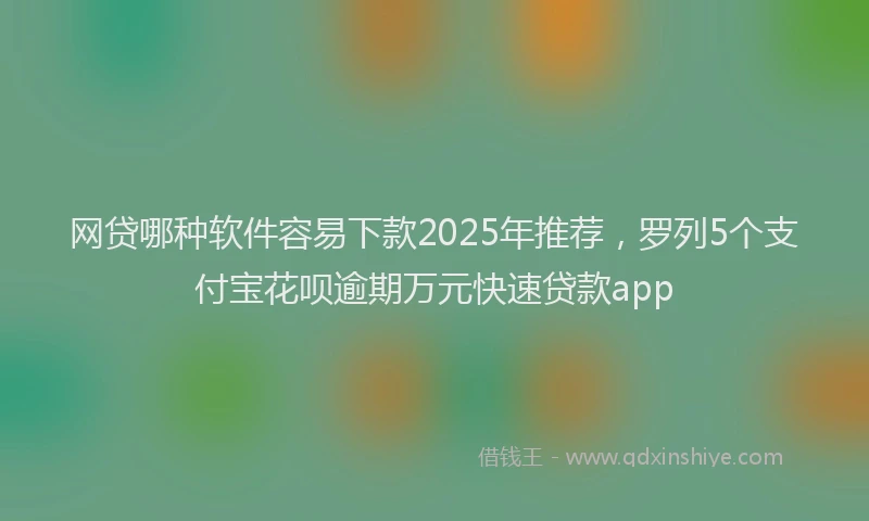 网贷哪种软件容易下款2025年推荐，罗列5个支付宝花呗逾期万元快速贷款app