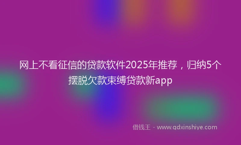 网上不看征信的贷款软件2025年推荐，归纳5个摆脱欠款束缚贷款新app