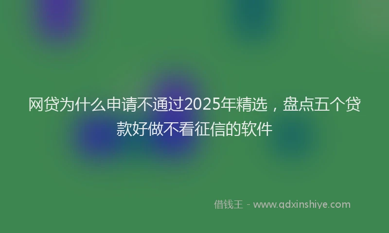 网贷为什么申请不通过2025年精选，盘点五个贷款好做不看征信的软件