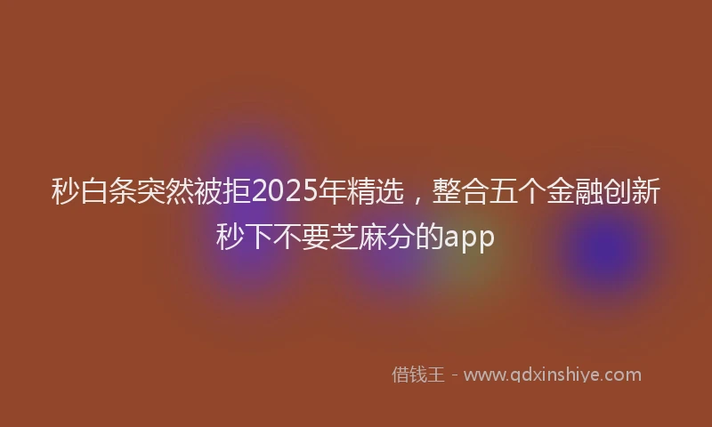 秒白条突然被拒2025年精选，整合五个金融创新秒下不要芝麻分的app