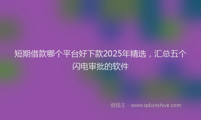 短期借款哪个平台好下款2025年精选，汇总五个闪电审批的软件