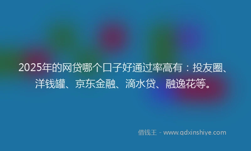 2025年的网贷哪个口子好通过率高有：投友圈、洋钱罐、京东金融、滴水贷、融逸花等。