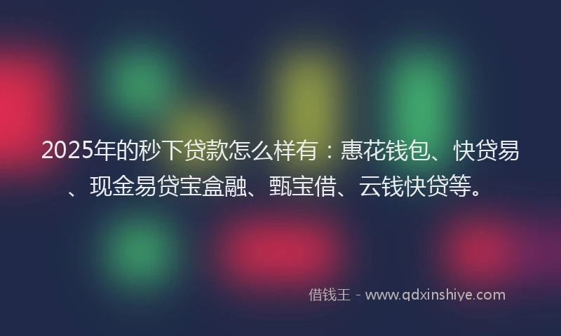 2025年的秒下贷款怎么样有：惠花钱包、快贷易、现金易贷宝盒融、甄宝借、云钱快贷等。