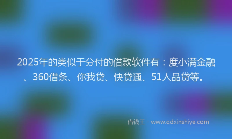 2025年的类似于分付的借款软件有：度小满金融、360借条、你我贷、快贷通、51人品贷等。