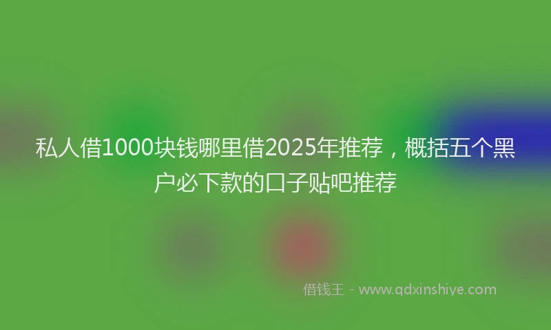 私人借1000块钱哪里借2025年推荐，概括五个黑户必下款的口子贴吧推荐