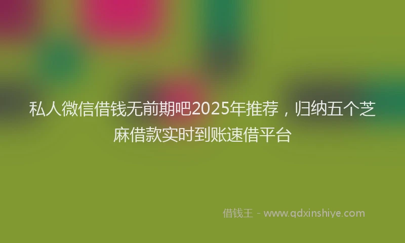 私人微信借钱无前期吧2025年推荐，归纳五个芝麻借款实时到账速借平台
