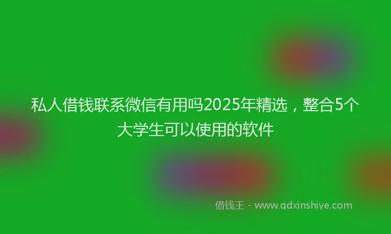 私人借钱联系微信有用吗2025年精选，整合5个大学生可以使用的软件