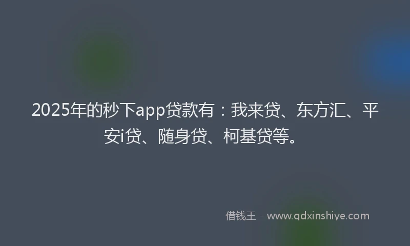 2025年的秒下app贷款有：我来贷、东方汇、平安i贷、随身贷、柯基贷等。