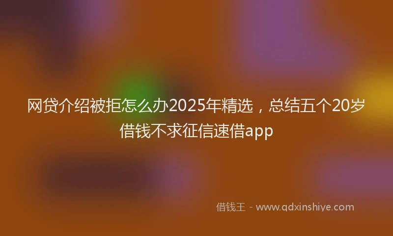 网贷介绍被拒怎么办2025年精选，总结五个20岁借钱不求征信速借app