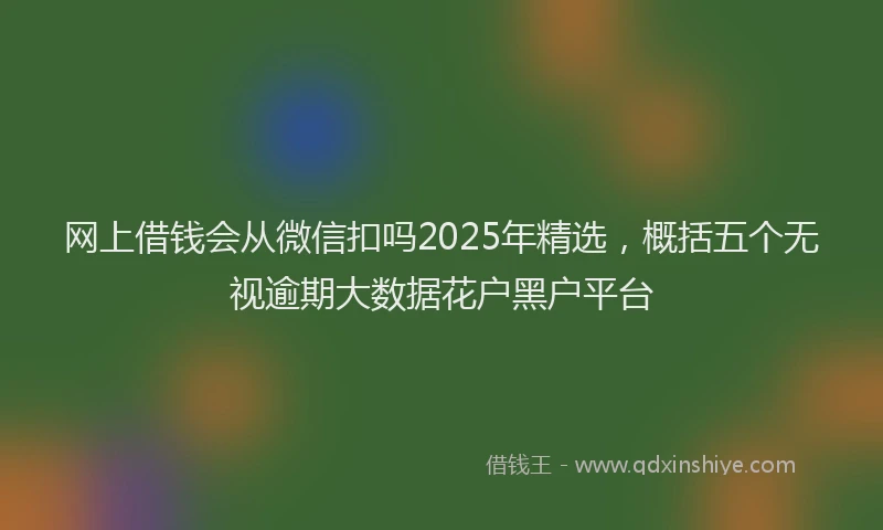网上借钱会从微信扣吗2025年精选，概括五个无视逾期大数据花户黑户平台