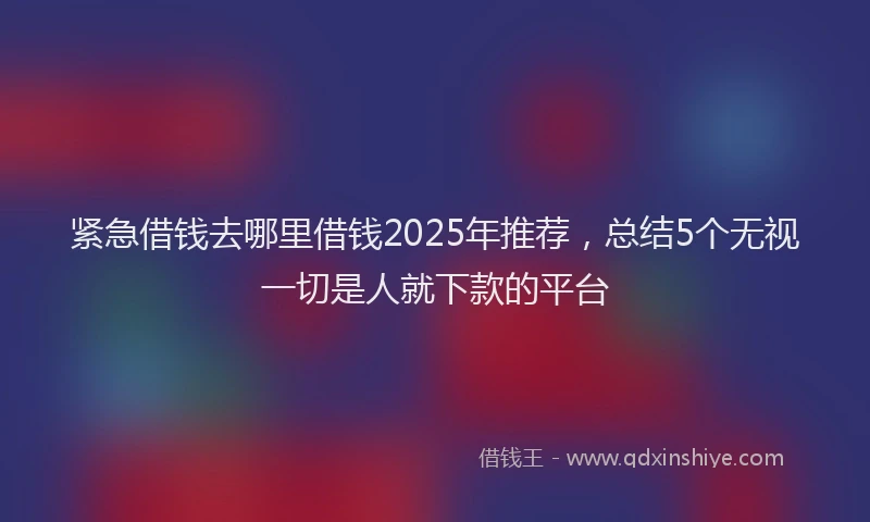 紧急借钱去哪里借钱2025年推荐，总结5个无视一切是人就下款的平台