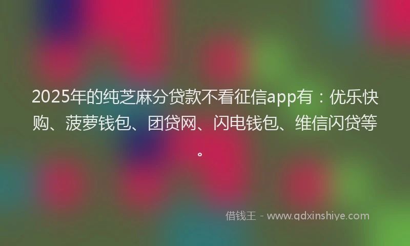 2025年的纯芝麻分贷款不看征信app有：优乐快购、菠萝钱包、团贷网、闪电钱包、维信闪贷等。