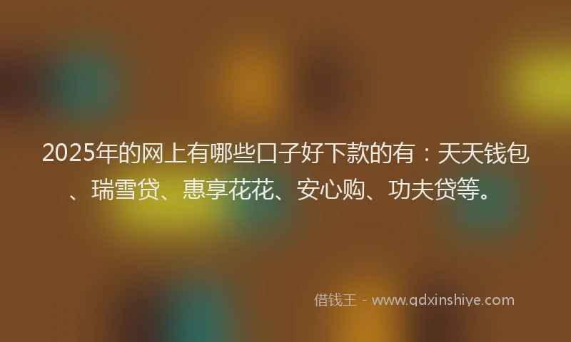 2025年的网上有哪些口子好下款的有：天天钱包、瑞雪贷、惠享花花、安心购、功夫贷等。