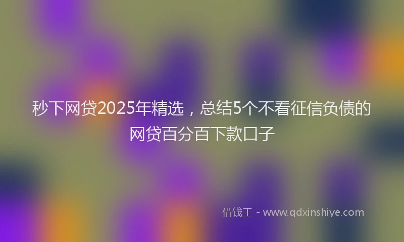 秒下网贷2025年精选，总结5个不看征信负债的网贷百分百下款口子