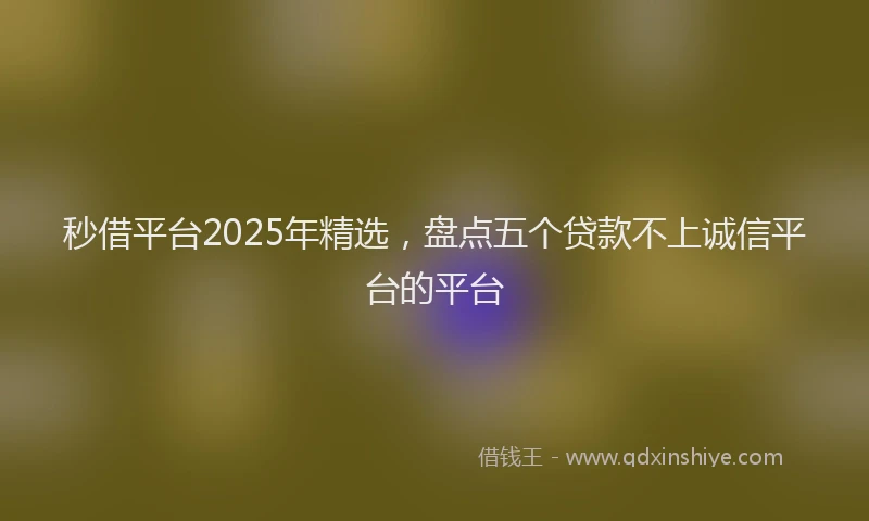 秒借平台2025年精选，盘点五个贷款不上诚信平台的平台