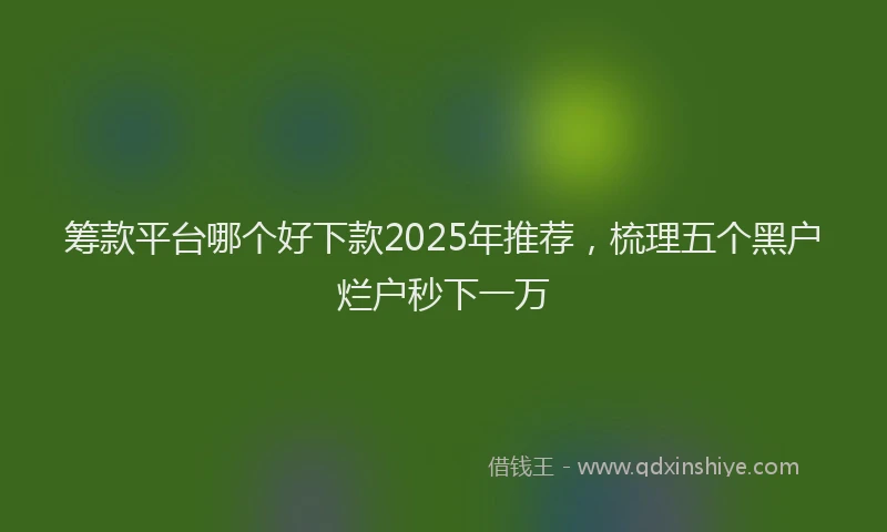筹款平台哪个好下款2025年推荐，梳理五个黑户烂户秒下一万