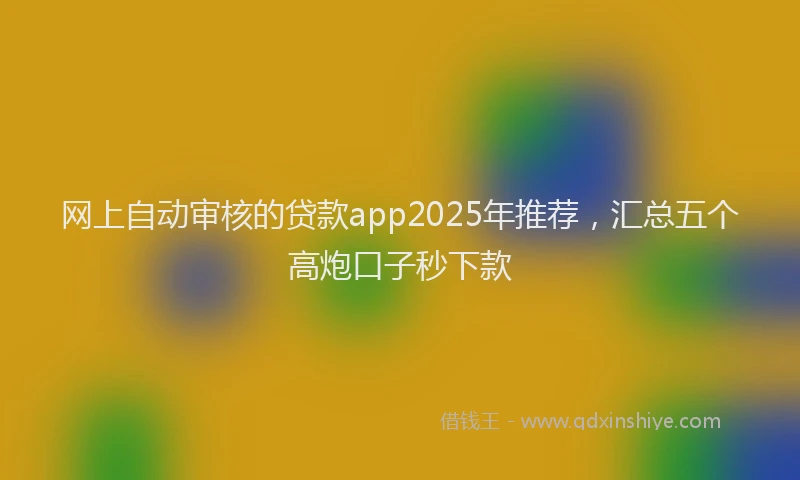 网上自动审核的贷款app2025年推荐，汇总五个高炮口子秒下款