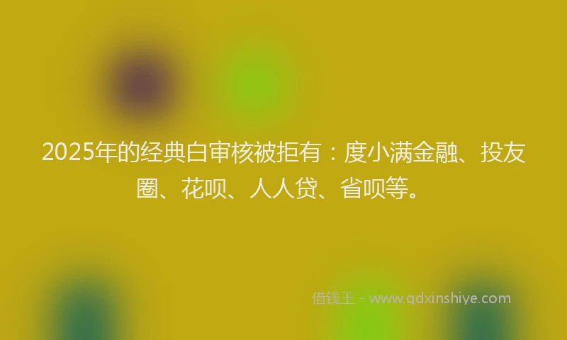 2025年的经典白审核被拒有：度小满金融、投友圈、花呗、人人贷、省呗等。