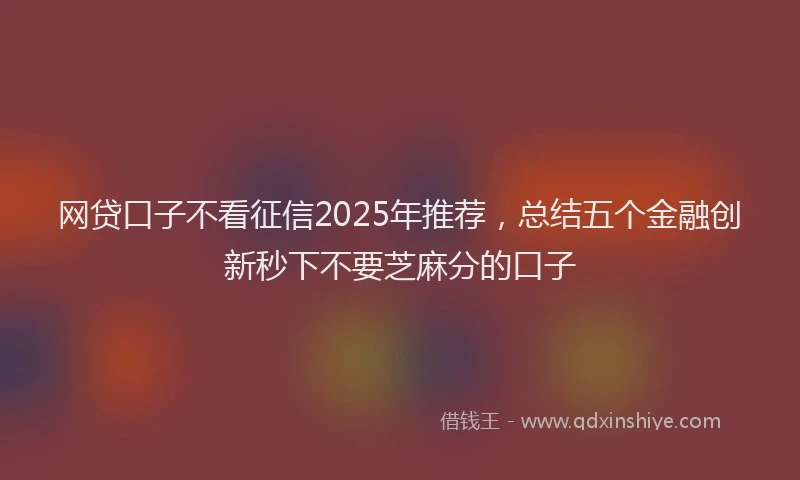 网贷口子不看征信2025年推荐，总结五个金融创新秒下不要芝麻分的口子