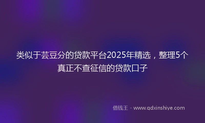 类似于芸豆分的贷款平台2025年精选，整理5个真正不查征信的贷款口子