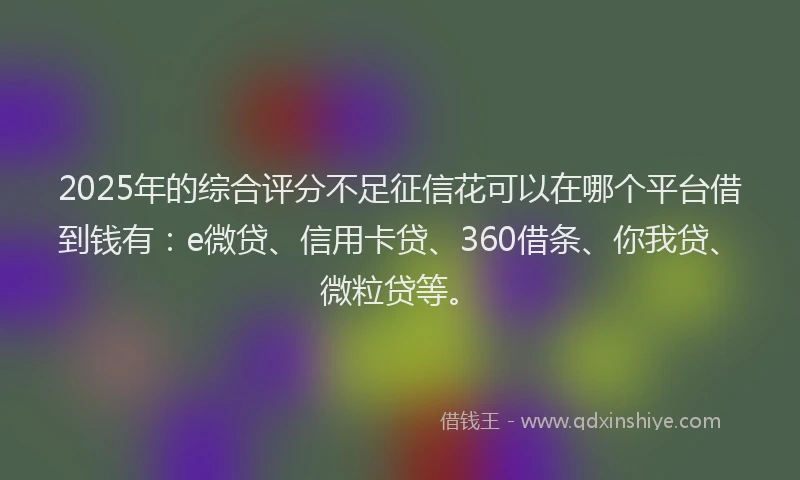 2025年的综合评分不足征信花可以在哪个平台借到钱有：e微贷、信用卡贷、360借条、你我贷、微粒贷等。