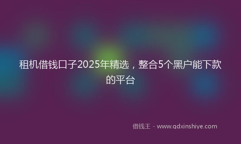 租机借钱口子2025年精选，整合5个黑户能下款的平台