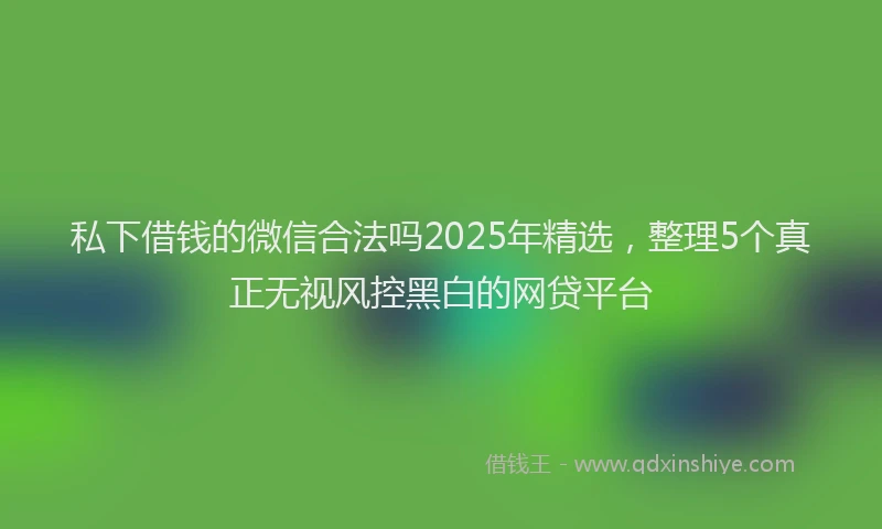 私下借钱的微信合法吗2025年精选，整理5个真正无视风控黑白的网贷平台