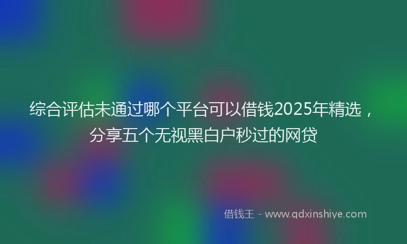 综合评估未通过哪个平台可以借钱2025年精选，分享五个无视黑白户秒过的网贷