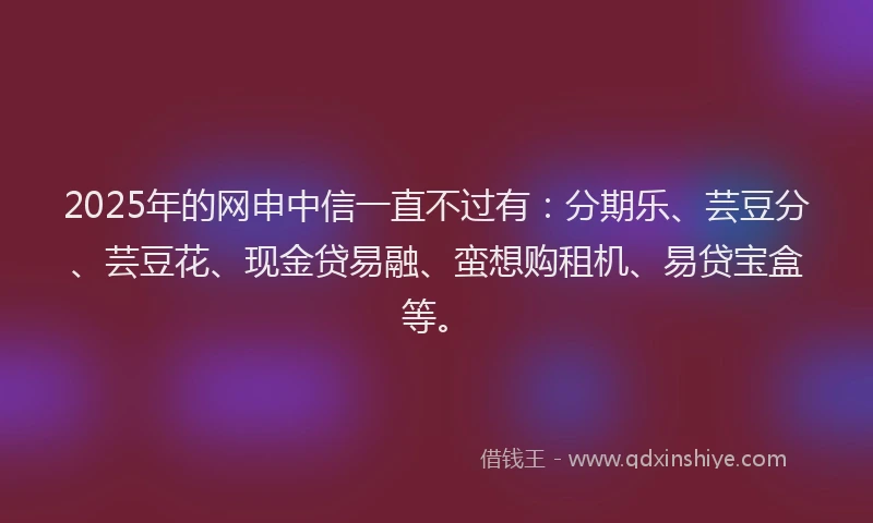 2025年的网申中信一直不过有：分期乐、芸豆分、芸豆花、现金贷易融、蛮想购租机、易贷宝盒等。