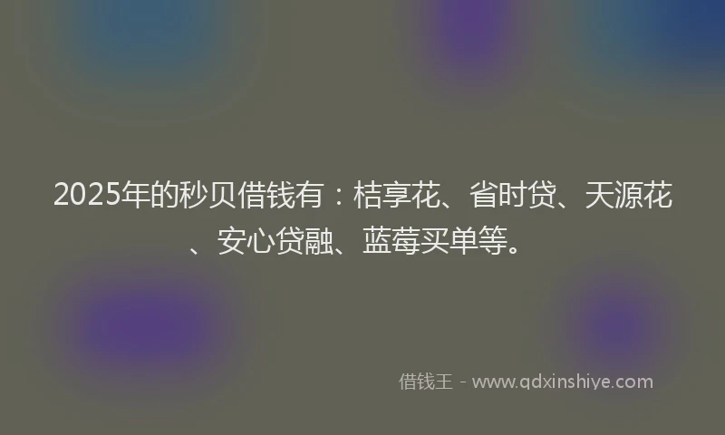 2025年的秒贝借钱有：桔享花、省时贷、天源花、安心贷融、蓝莓买单等。