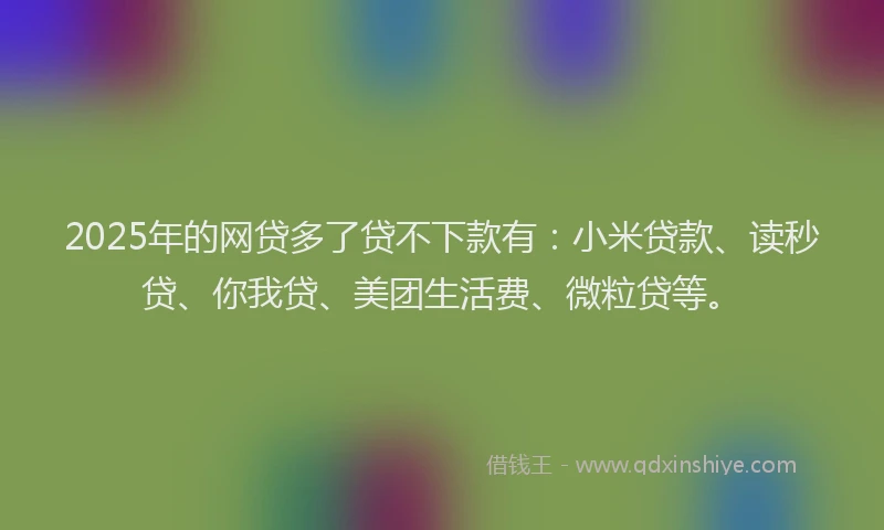 2025年的网贷多了贷不下款有：小米贷款、读秒贷、你我贷、美团生活费、微粒贷等。