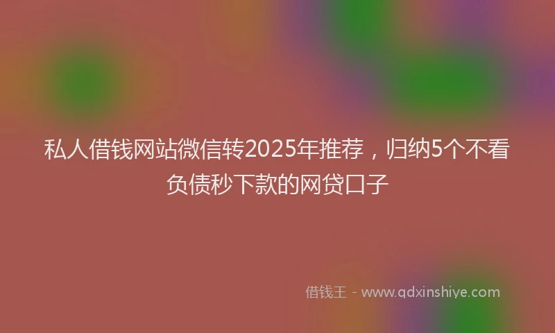 私人借钱网站微信转2025年推荐，归纳5个不看负债秒下款的网贷口子