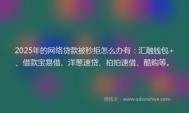 2025年的网络贷款被秒拒怎么办有：汇融钱包+、借款宝易借、洋葱速贷、拍拍速借、酷购等。