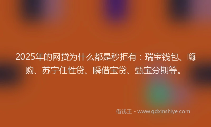 2025年的网贷为什么都是秒拒有：瑞宝钱包、嗨购、苏宁任性贷、瞬借宝贷、甄宝分期等。