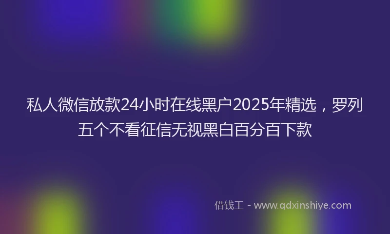 私人微信放款24小时在线黑户2025年精选，罗列五个不看征信无视黑白百分百下款