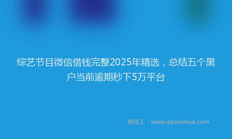 综艺节目微信借钱完整2025年精选，总结五个黑户当前逾期秒下5万平台