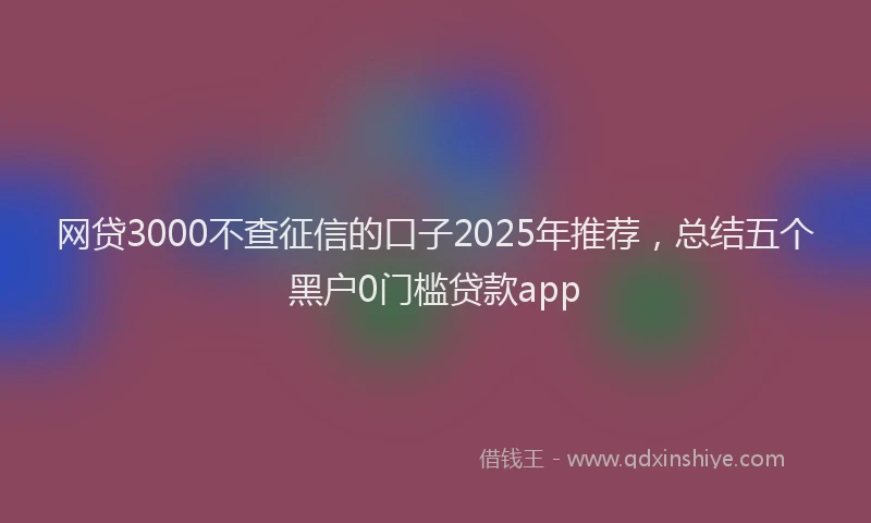 网贷3000不查征信的口子2025年推荐，总结五个黑户0门槛贷款app