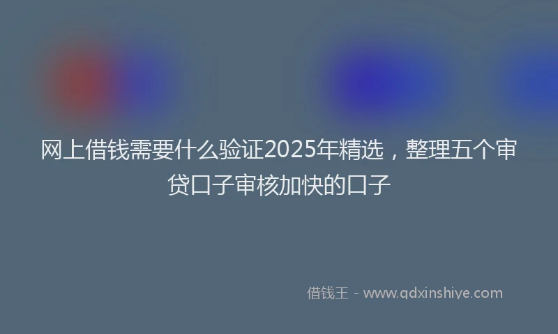 网上借钱需要什么验证2025年精选，整理五个审贷口子审核加快的口子