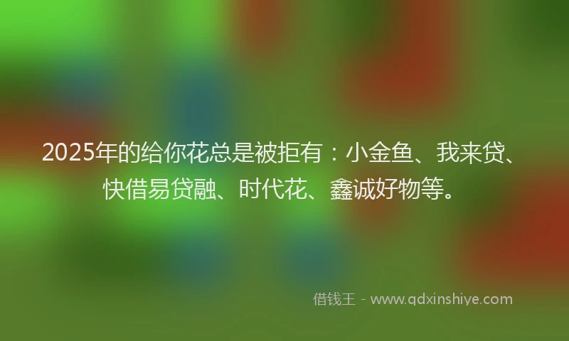 2025年的给你花总是被拒有：小金鱼、我来贷、快借易贷融、时代花、鑫诚好物等。