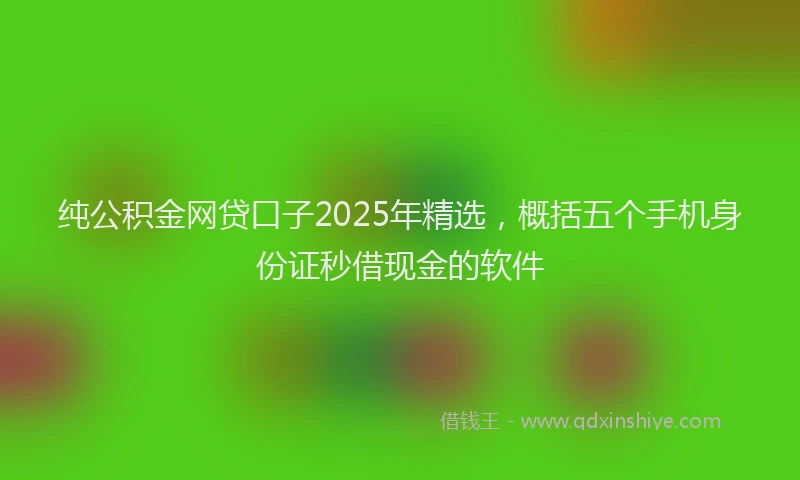 纯公积金网贷口子2025年精选，概括五个手机身份证秒借现金的软件