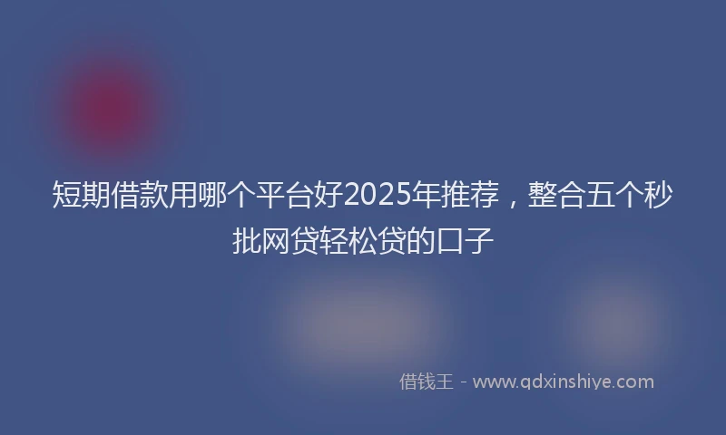 短期借款用哪个平台好2025年推荐，整合五个秒批网贷轻松贷的口子