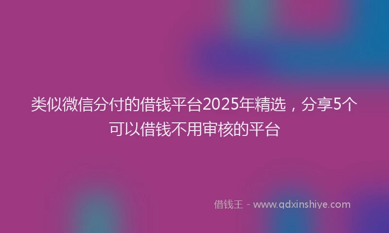 类似微信分付的借钱平台2025年精选，分享5个可以借钱不用审核的平台