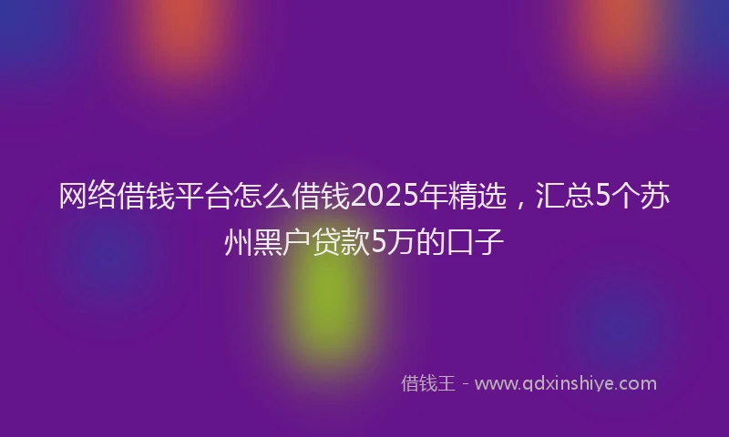 网络借钱平台怎么借钱2025年精选，汇总5个苏州黑户贷款5万的口子