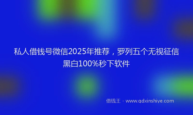 私人借钱号微信2025年推荐，罗列五个无视征信黑白100%秒下软件