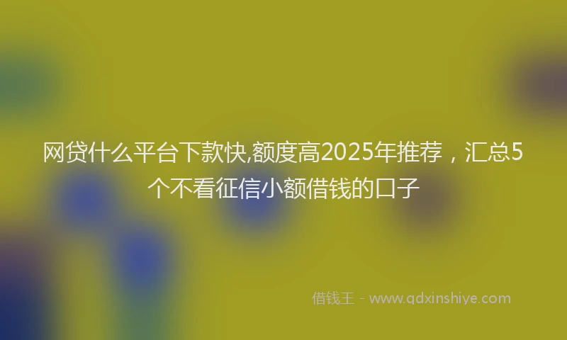 网贷什么平台下款快,额度高2025年推荐，汇总5个不看征信小额借钱的口子