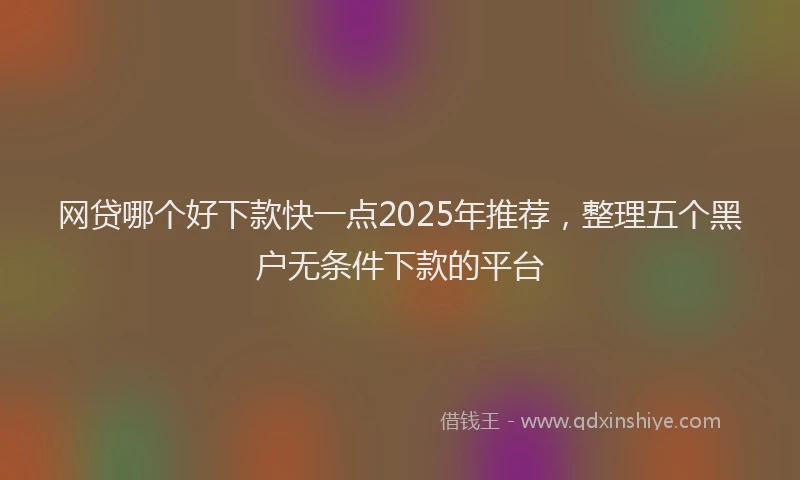 网贷哪个好下款快一点2025年推荐，整理五个黑户无条件下款的平台