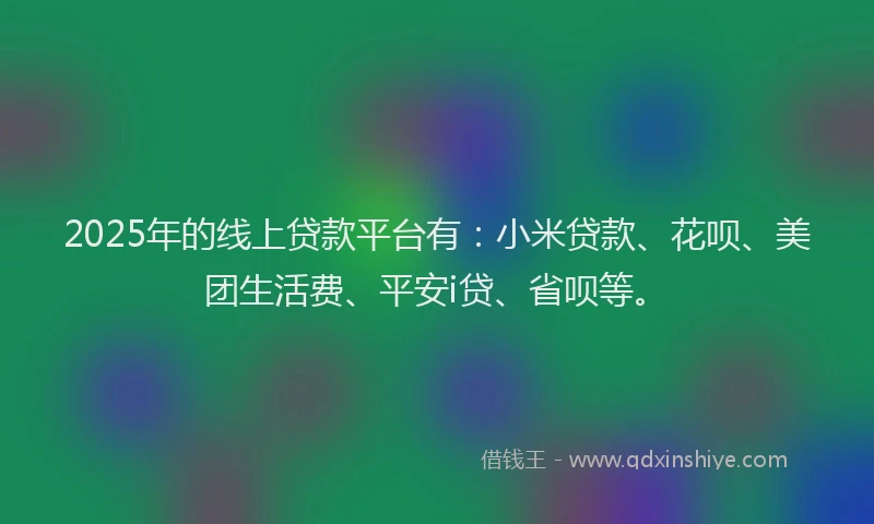 2025年的线上贷款平台有：小米贷款、花呗、美团生活费、平安i贷、省呗等。